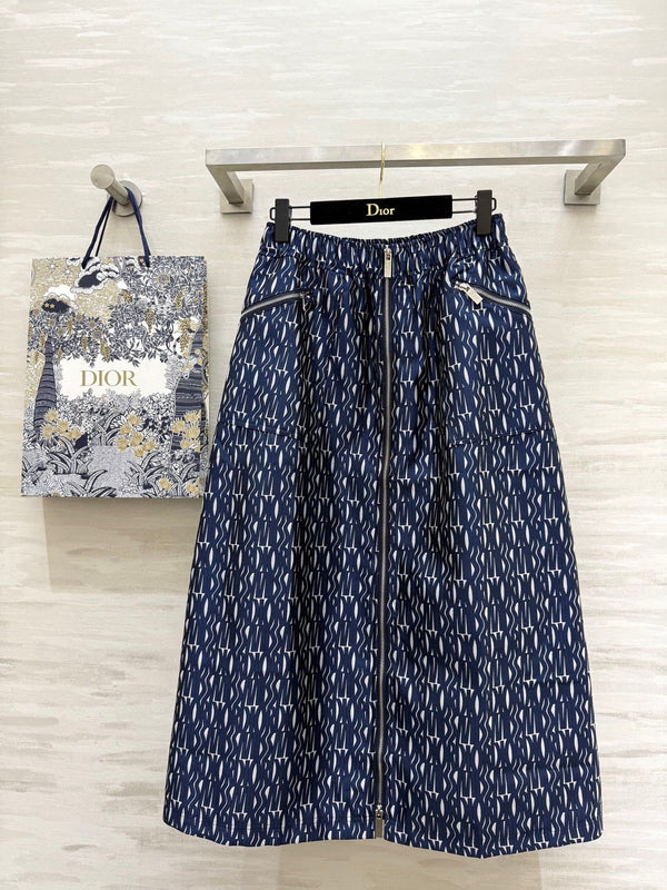 CD 25 Letter Skirt Blue Jacquard Fabric