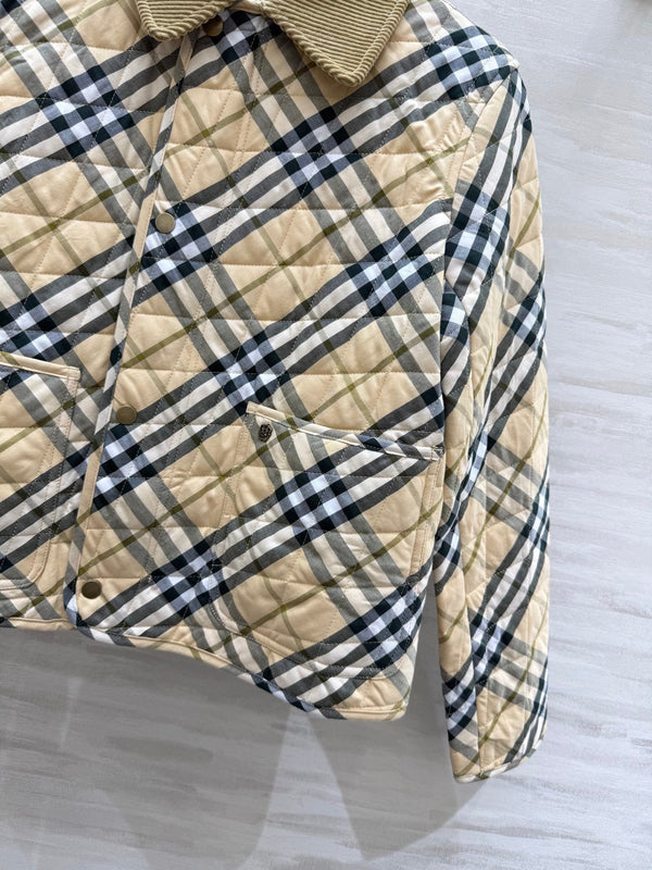 Burberry 25 Plaid Jacket Beige Black Cotton