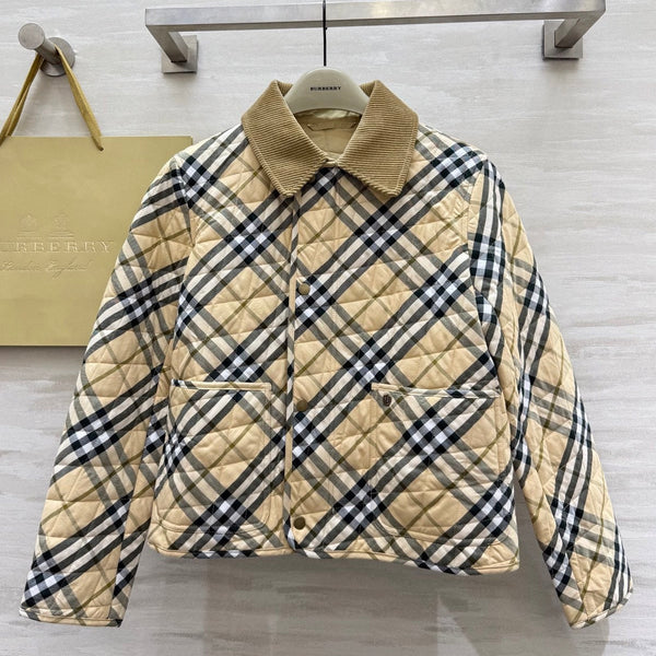Burberry 25 Plaid Jacket Beige Black Cotton