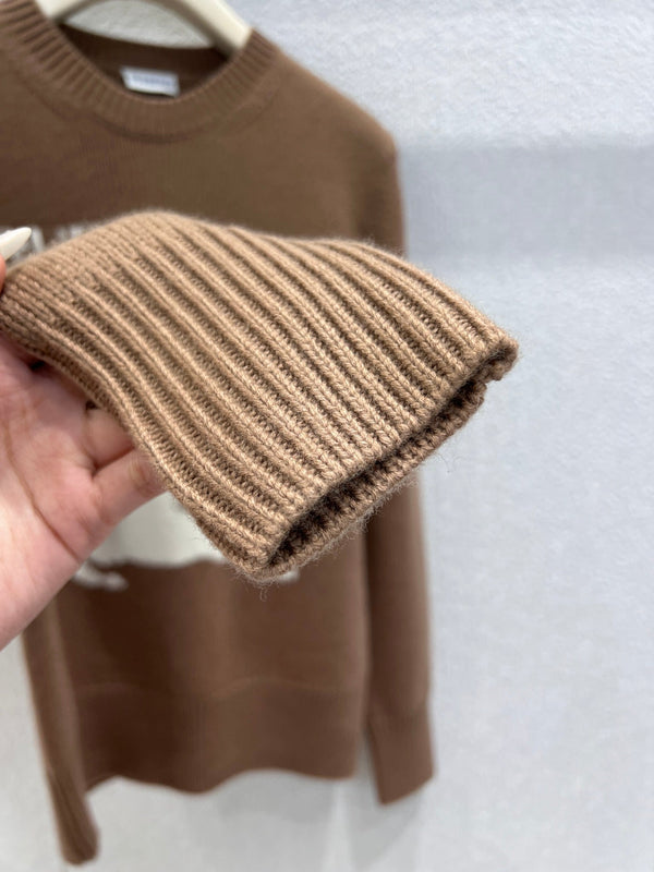 Burberry 25 Sweater Brown White Wool Cashmere
