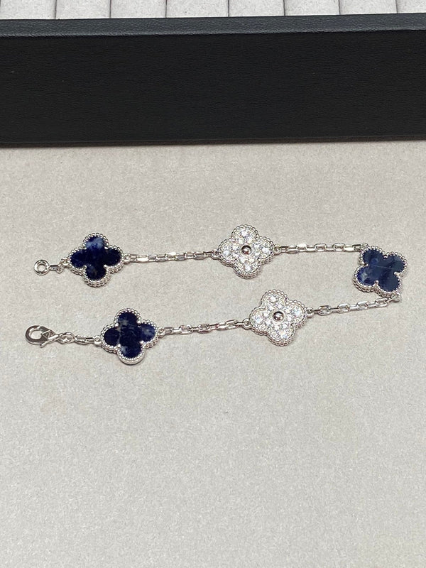 VCA Clover Blue 5 Motifs Sliver Bracelet