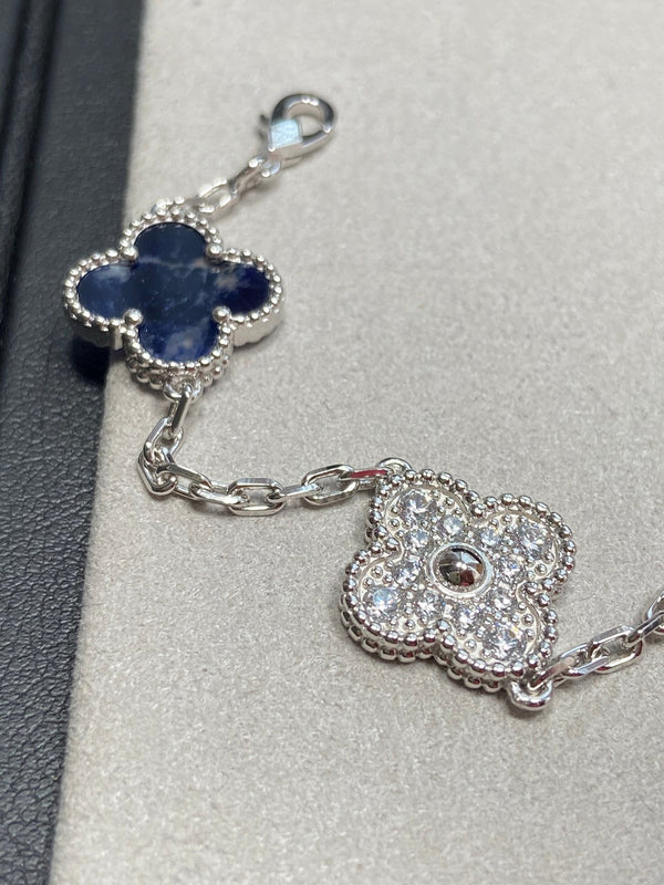 VCA Clover Blue 5 Motifs Sliver Bracelet