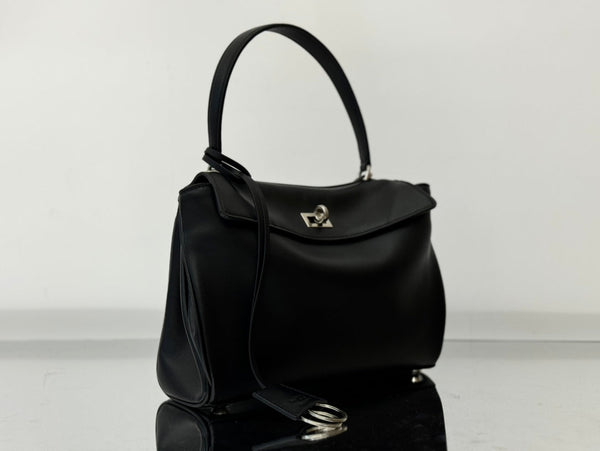 RODEO SMALL BAG 29 IN BLACK SMOOTH CALFSKIN SILVER HARDWARE
