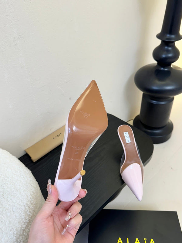 Alaia 25 Coeur Abstrait Mules Pink Lambskin 297036