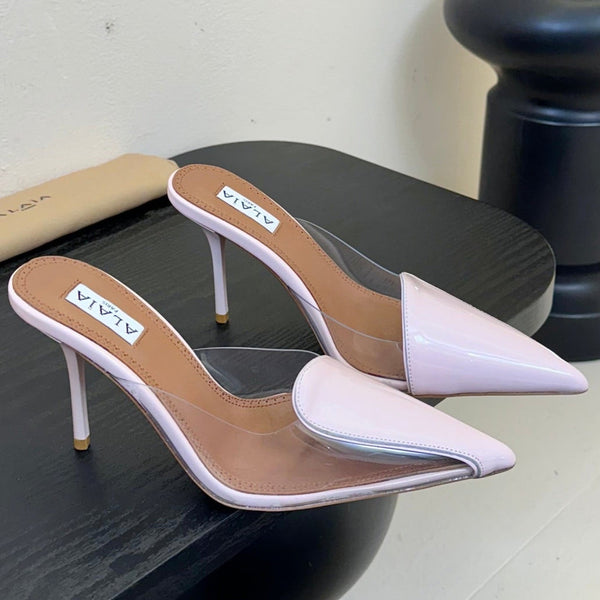 Alaia 25 Coeur Abstrait Mules Pink Lambskin 297036