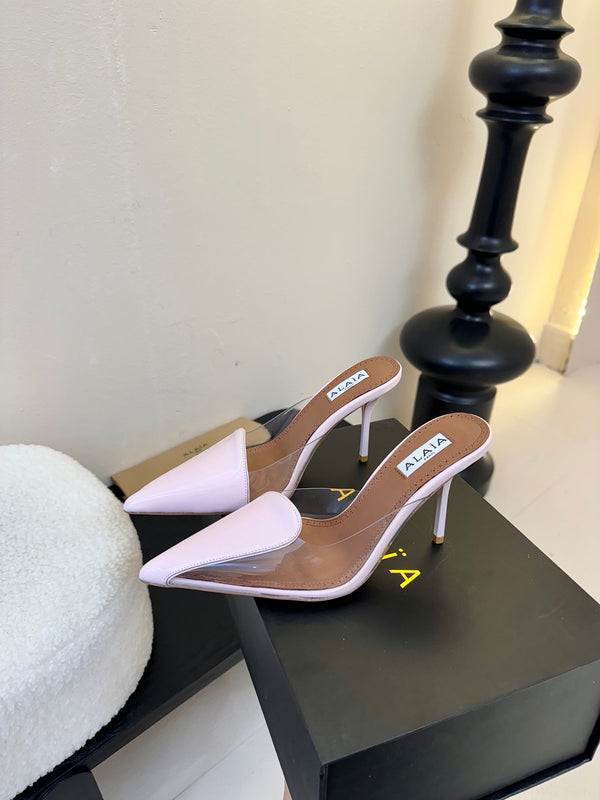 Alaia 25 Coeur Abstrait Mules Pink Lambskin 297036