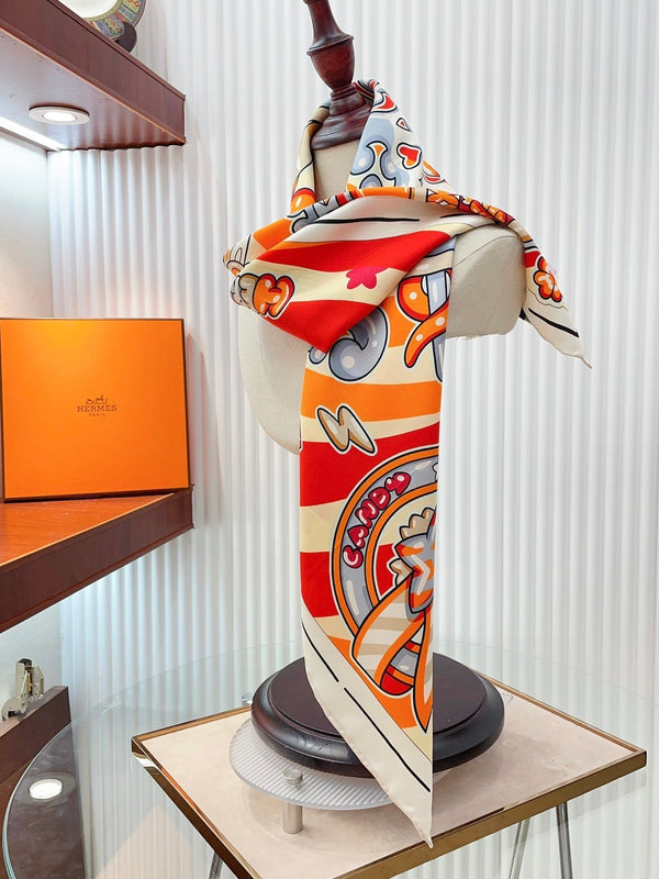 Candy Libris Scarf 90 CM In Red Colorful Silk Twill 319211