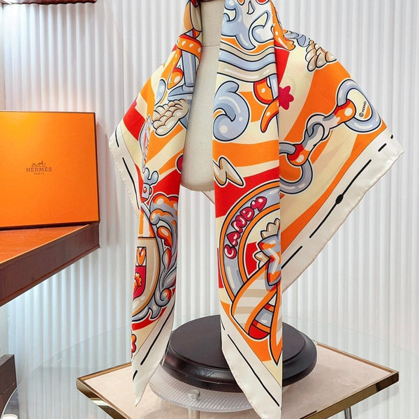 Candy Libris Scarf 90 CM In Red Colorful Silk Twill 319211