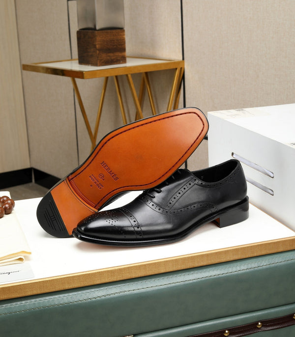 HM OXFORD LACE-UP BLACK WITH PATTERN CALFSKIN