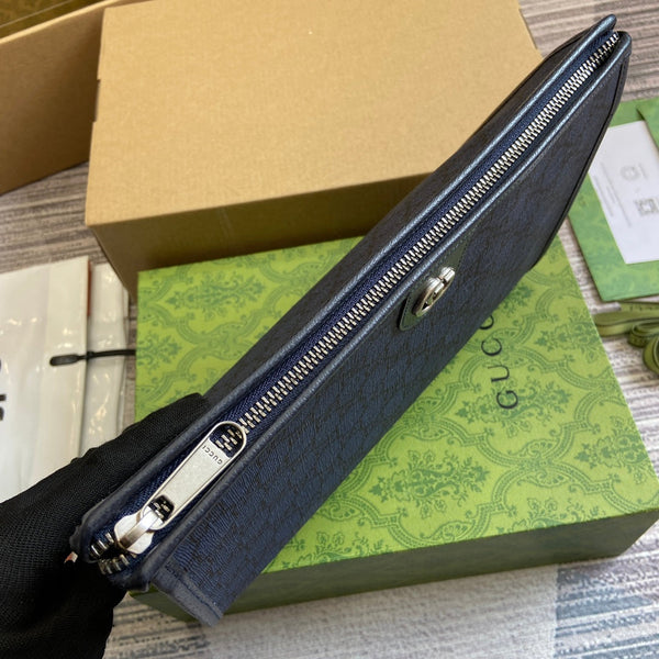 OPHIDIA GG POUCH 28 BLUE AND DARK BLUE CANVAS