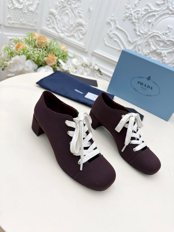 Prada 25 Mary Jane Shoes 55mm Dark Plum Fabric 564187