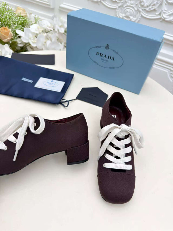 Prada 25 Mary Jane Shoes 55mm Dark Plum Fabric 564187