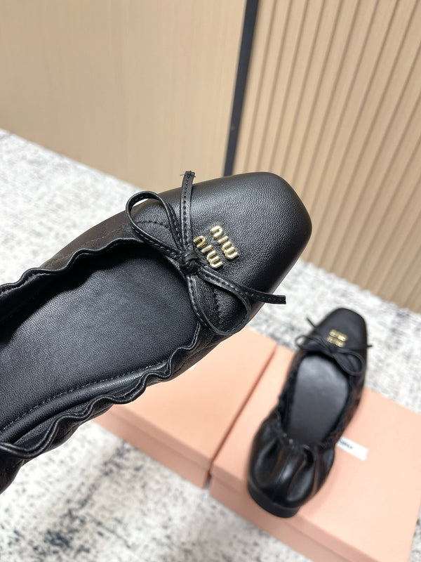 Miu Mary Jane Flat Black Sheepskin 591572