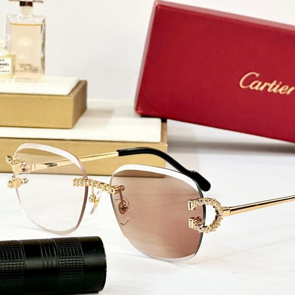 CRYSTAL STUDDED RIMLESS SQUARE FRAME SUNGLASSES CT0603S IN METAL PHOTOCHROMIC LENSES