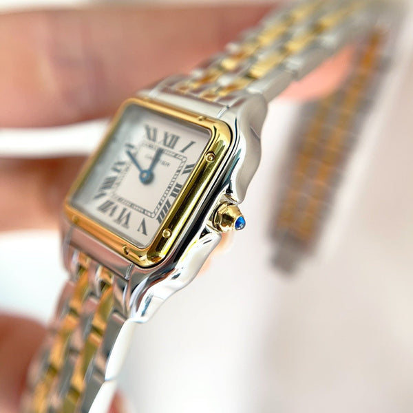 Panthere 22mm Yellow Gold Silver Double Chain 44cm