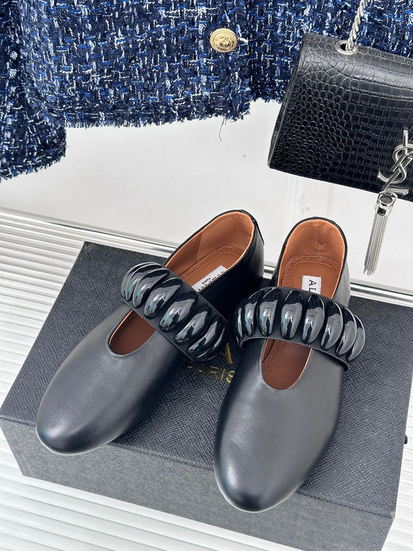 Alaia 25 Mary Jane Jewel Ballet Flats Black Calfskin 293244