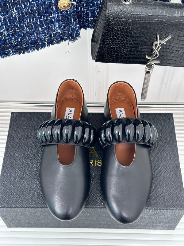 Alaia 25 Mary Jane Jewel Ballet Flats Black Calfskin 293244