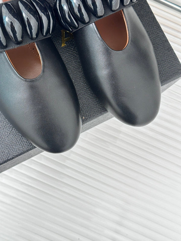 Alaia 25 Mary Jane Jewel Ballet Flats Black Calfskin 293244