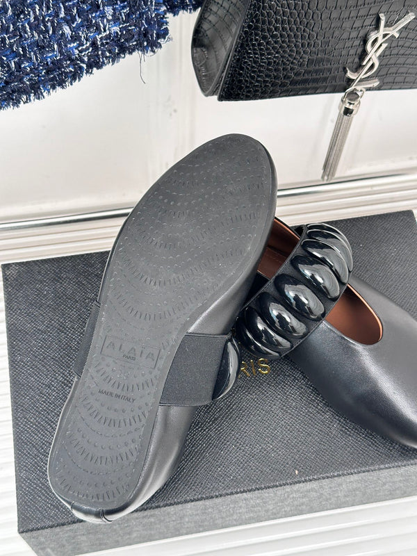 Alaia 25 Mary Jane Jewel Ballet Flats Black Calfskin 293244