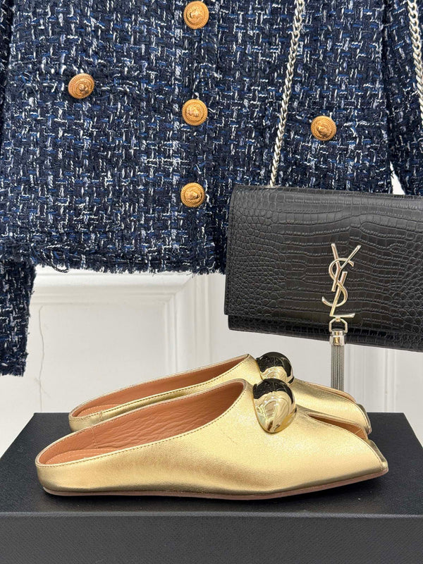 Alaia Slipper With Gold Hardware Gold Calfskin 293203