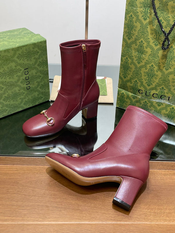 GG Horsebit Ankle Boot 65 Burgundy Calfskin