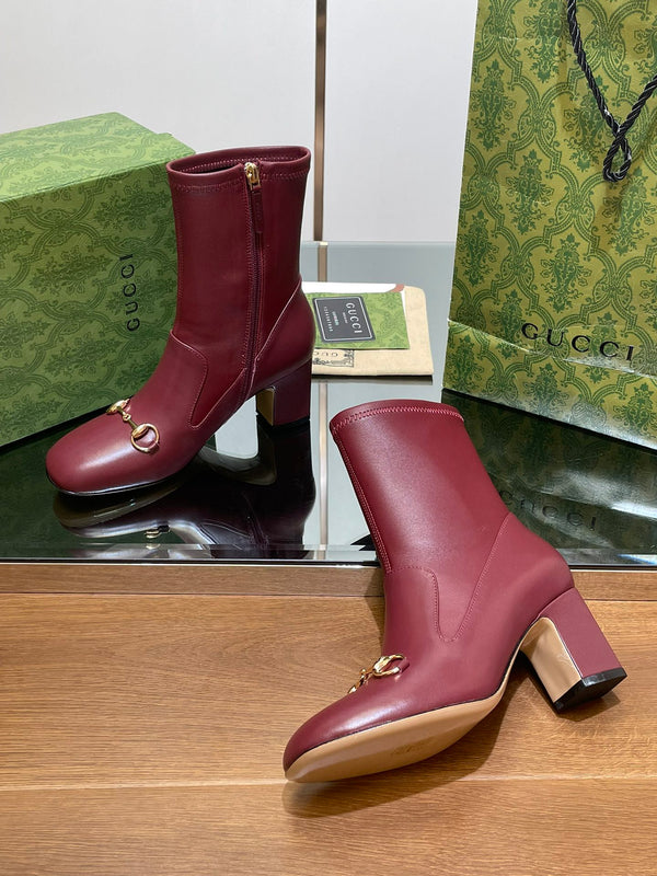 GG Horsebit Ankle Boot 65 Burgundy Calfskin