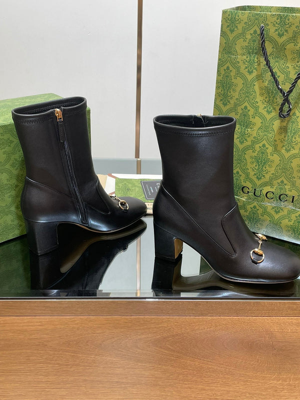 GG Horsebit Ankle Boot 65 Black Calfskin