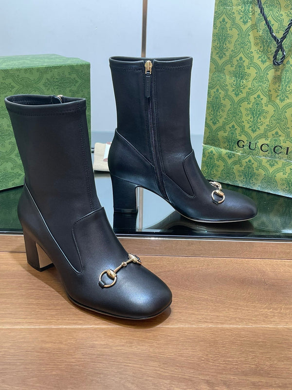 GG Horsebit Ankle Boot 65 Black Calfskin