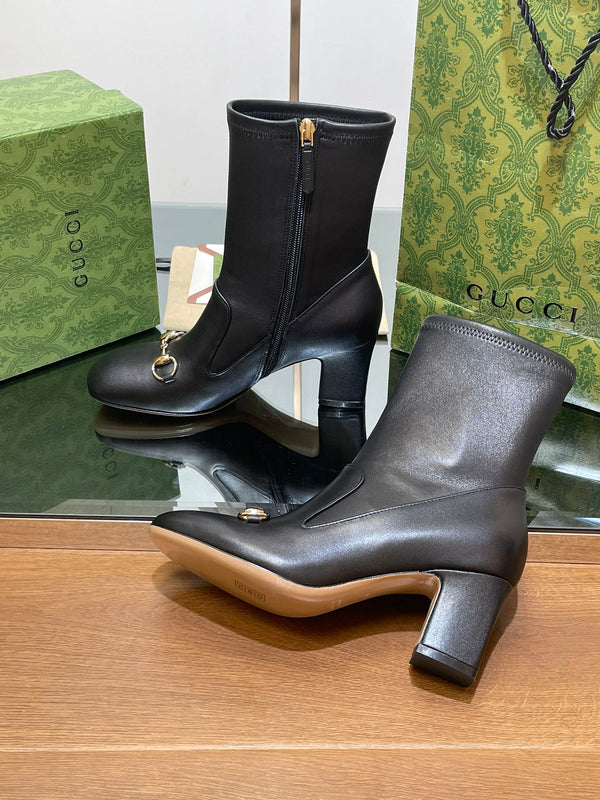 GG Horsebit Ankle Boot 65 Black Calfskin