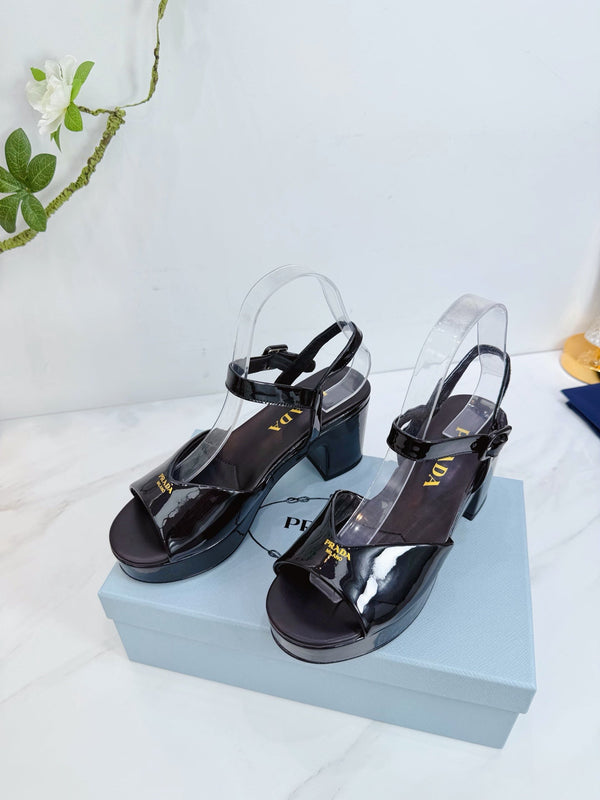 PRA 26SS Platform Sandals 75 Black Patent Leather 592375