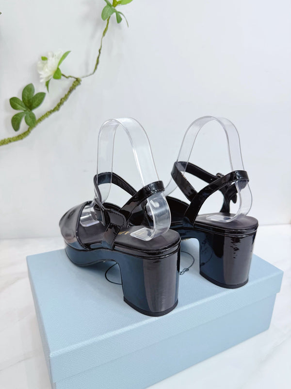 PRA 26SS Platform Sandals 75 Black Patent Leather 592375