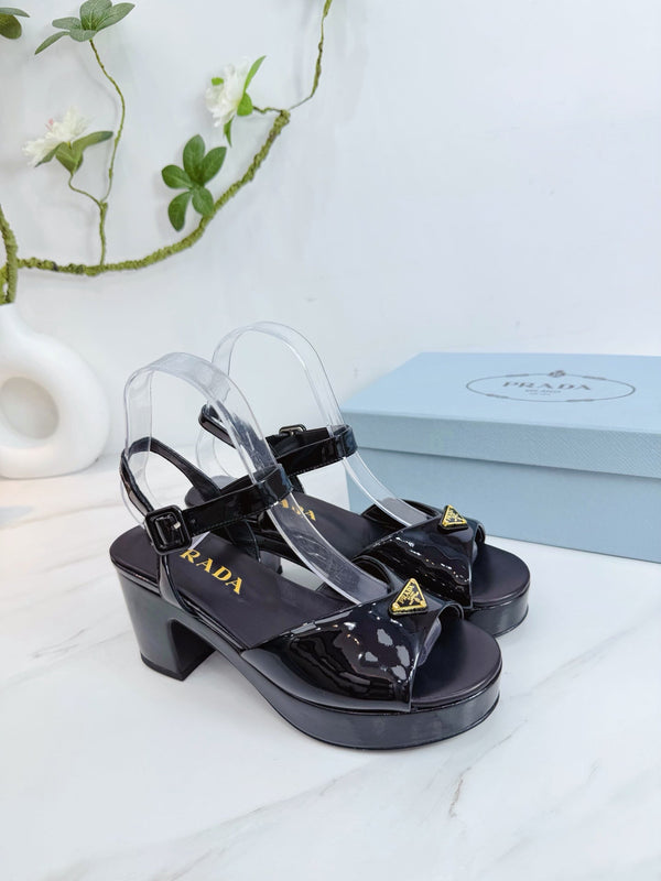 PRA 26SS Platform Sandals 75 Black Patent Leather 592383