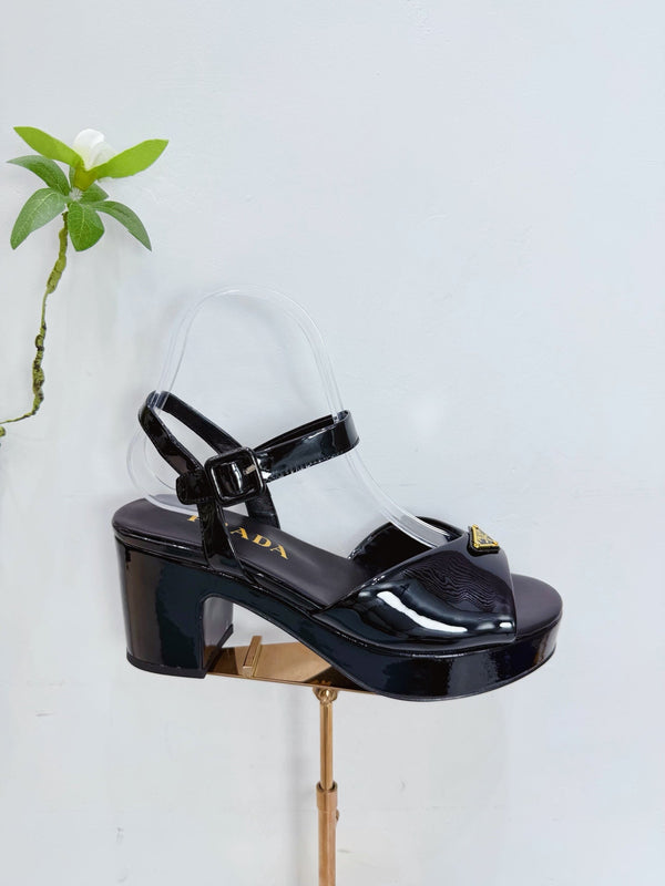 PRA 26SS Platform Sandals 75 Black Patent Leather 592383