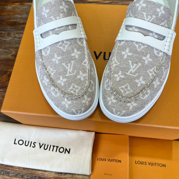 LV LOAFER IN ALMOND BROWN MONOGRAM CANVAS AND CALFSKIN