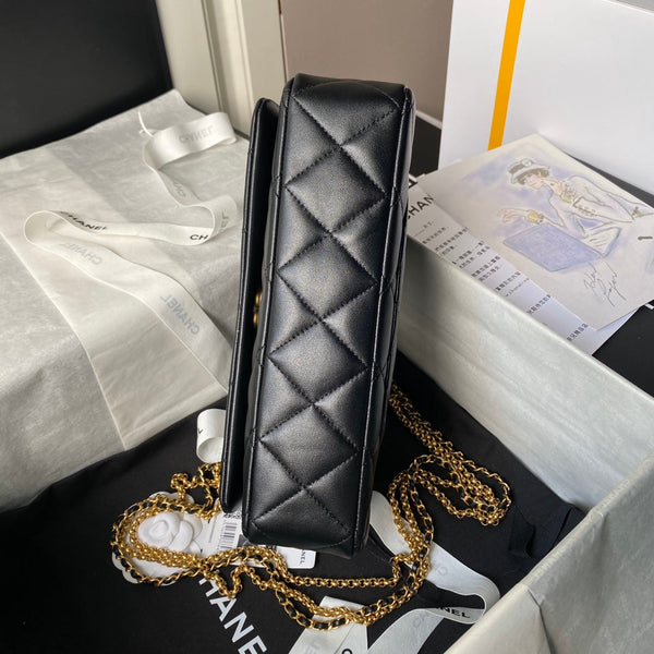 24a classic flap bag 26cm black lambskin gold hardware