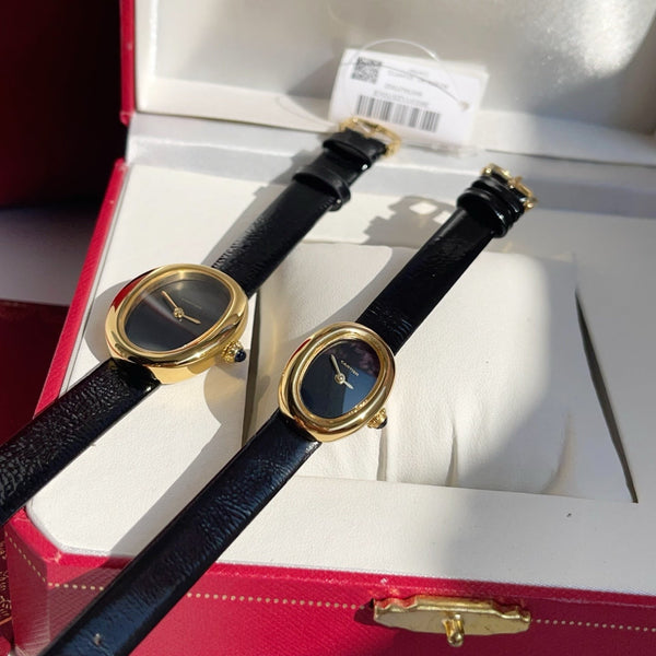 Baignoire Gold Case Black Leather Black Dial