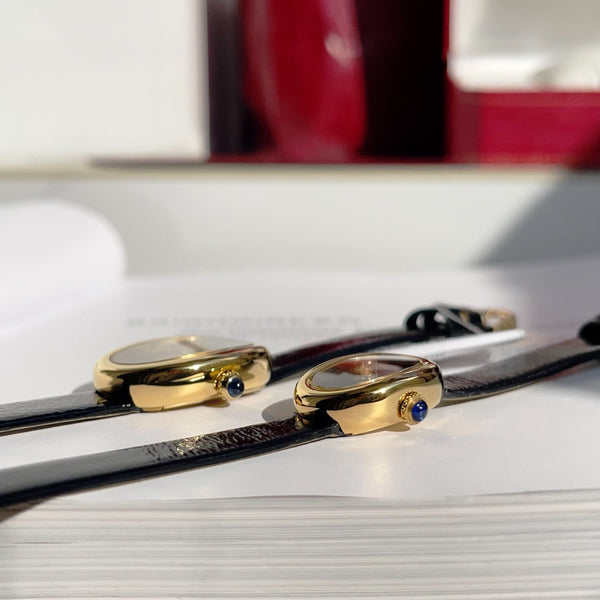 Baignoire Gold Case Black Leather Black Dial