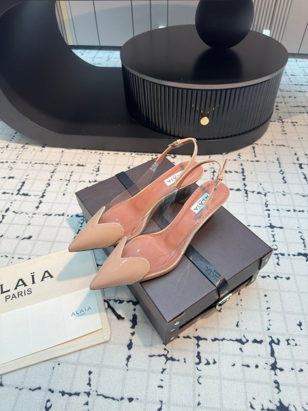 Alaia Heart 50mm Heels Slingbacks Nude Sheepskin 810205