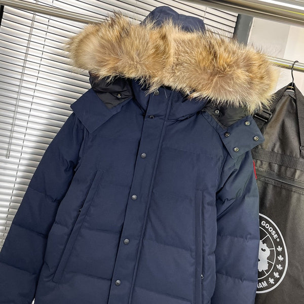 C. Goose Down Jacket Navy Blue Polyester 0022