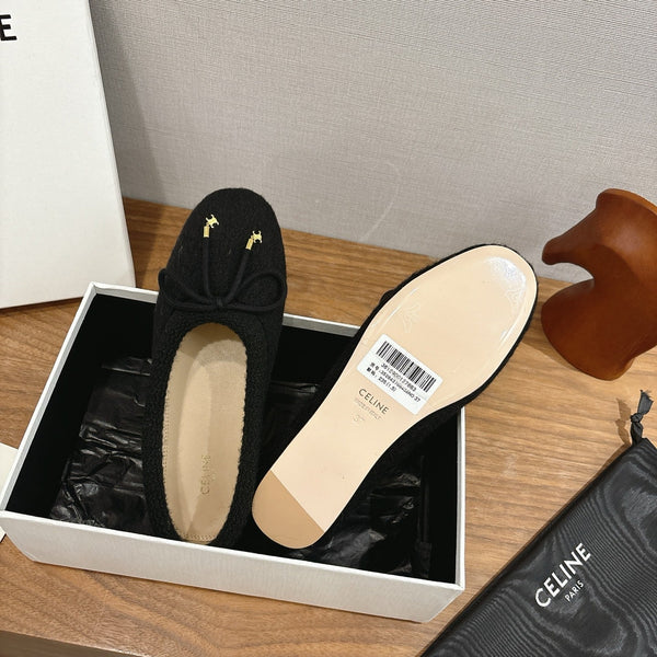 Celine 25 Ballet Flat Black Blend Knitted Wool 541479