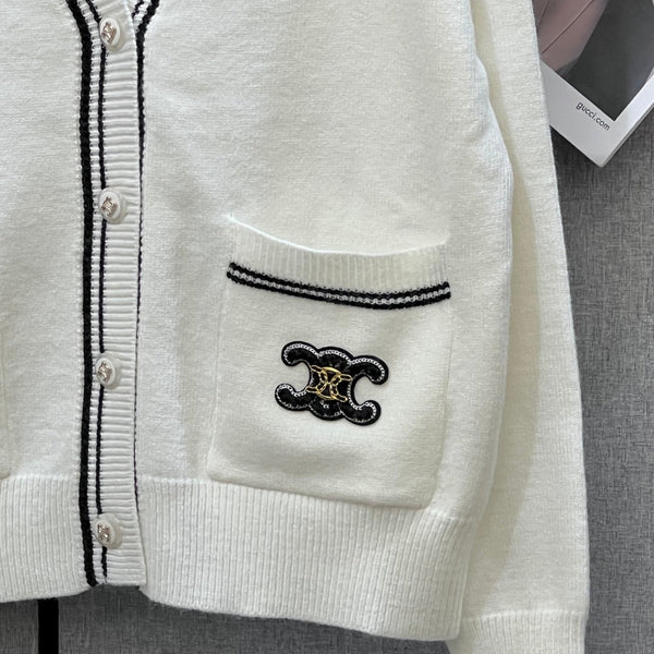 Celine 25 Cardigan White Wool 289190