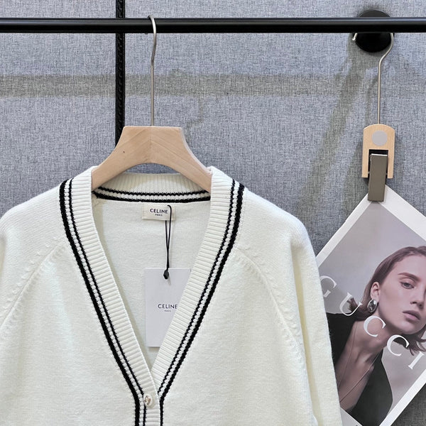Celine 25 Cardigan White Wool 289190