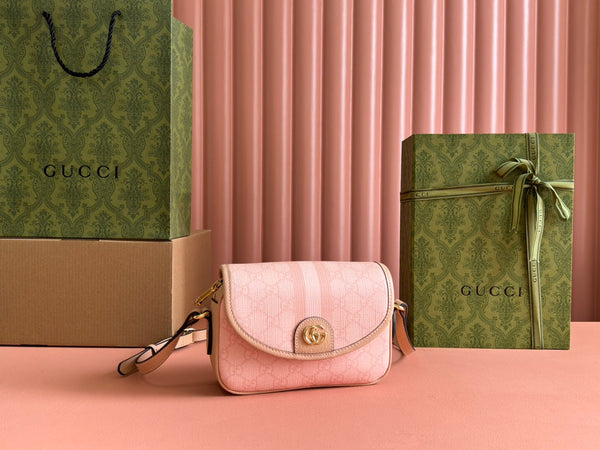 Gucci Ophidia 19cm Bag Pink Canvas 239919