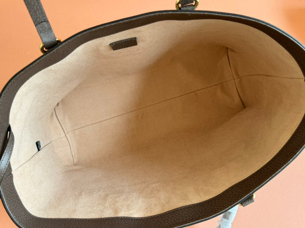 Gucci Ophidia 38cm Bag Ebony Brown Leather Canvas 244454