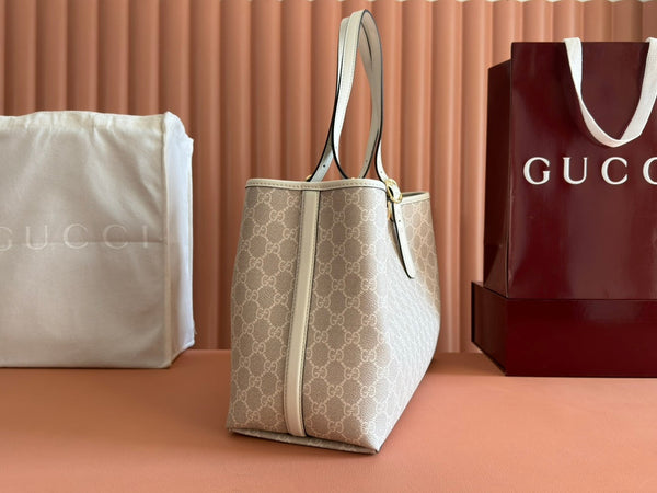 Gucci Ophidia 38cm Bag Beige White Canvas 244550