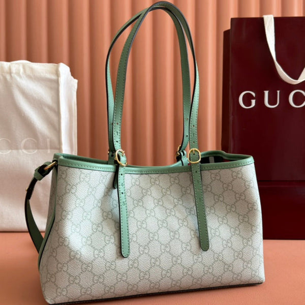 Gucci Ophidia 31cm Bag Green Canvas 244368
