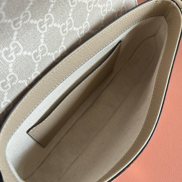 Gucci Ophidia 22cm Bag Beige White Canvas 255219