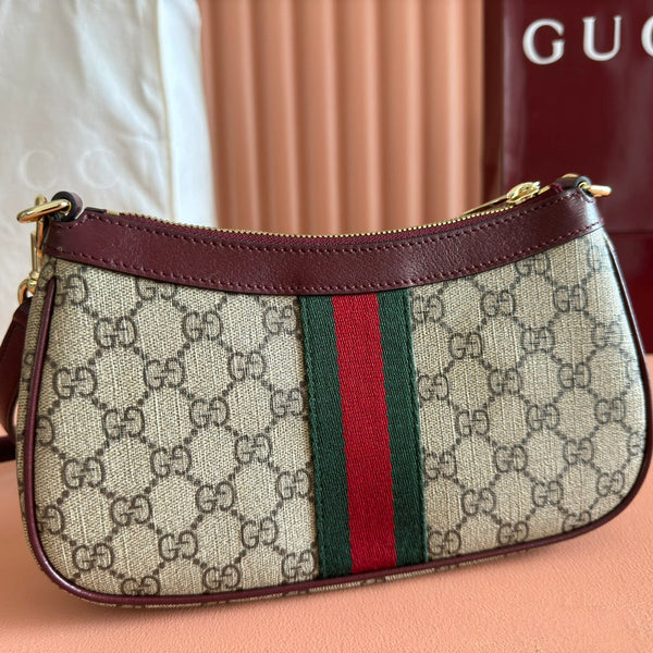 Gucci Ophidia 26cm Bag Ebony Red Canvas 255297