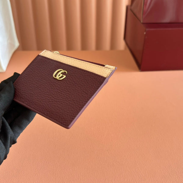 GG Marmont Zip Key Pouch Rosso Ancora Red Leather 255159