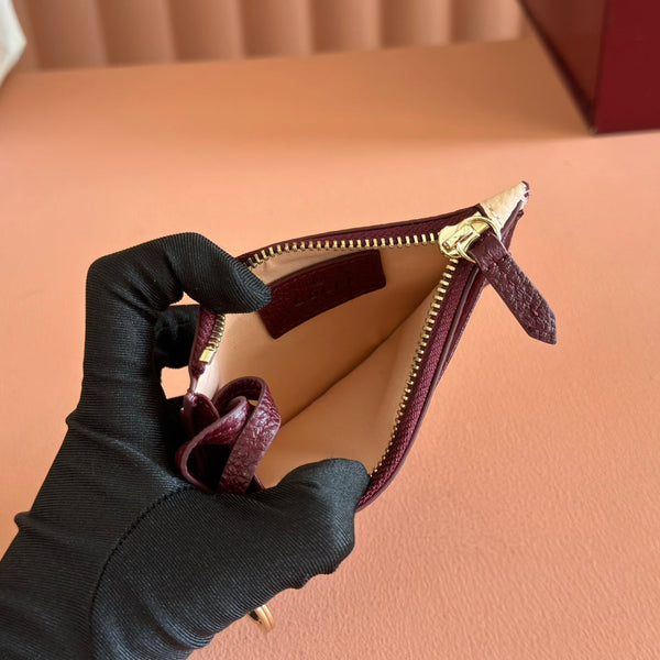 GG Marmont Zip Key Pouch Rosso Ancora Red Leather 255159